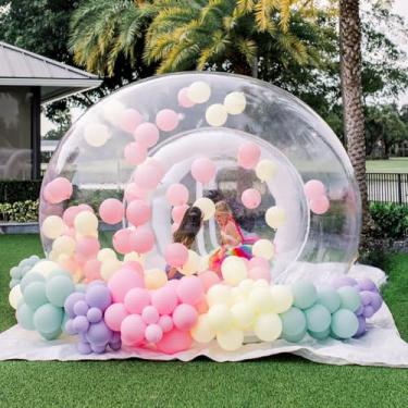 Imagem de Tenda de bolha transparente de 3 m, barraca inflável de balão transparente com soprador e bomba de ar, barraca de festa de jardim à prova d'água para eventos ao ar livre, exposições, casamento