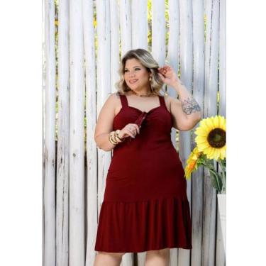 Imagem de Vestido Curto Plus Size Soltinho Decote Coração - luh may, Vinho, G1