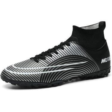 Imagem de Tênis de futebol masculinos de futebol com pontas longas, couro e borr