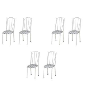 Imagem de Kit 6 Cadeiras Sala de Jantar Metal Branco Tampo Com Espuma - Straso, 