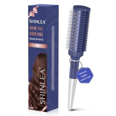 Imagem de SHINLEA Escova redonda de cerâmica para soprar, escova redonda recentemente atualizada para secagem com ranhuras de distribuição e cerdas de nylon, escovas de cabelo sem emaranhados para mulheres