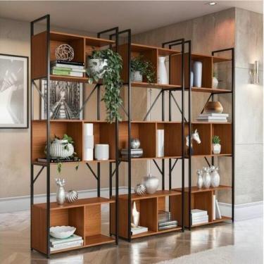 Imagem de Kit 3 Estantes para Livros 7 Prateleiras 200cmx216cm Office Industrial