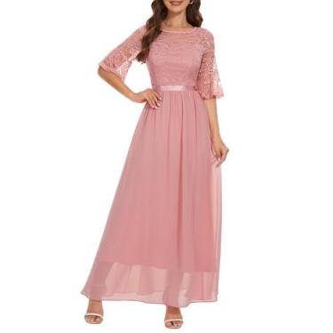 Imagem de Vestido de formatura Wedtrend floral de manga comprida para casamento 