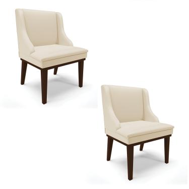 Imagem de Kit 02 Cadeiras de Jantar Liz Corino Base Fixa Madeira Tabaco - D'Rossi