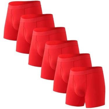 Imagem de Cuecas boxer masculinas HAVVIS Performance Bamboo Viscose Red M