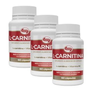 Imagem de Kit 3 L-Carnitina + Vitamina B6 Vitafor 60 Cápsulas