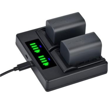 Imagem de Batmax 2 baterias 2500mAh BN-VF815 + carregador USB LED rápido com porta tipo C para JVC BN-VF815 BN-VF815U e JVC Everio GZ-MG130 148 150 155 175 255 2GZ-HD7 GR-D745 7900 796 Câmeras JVC MiniDV