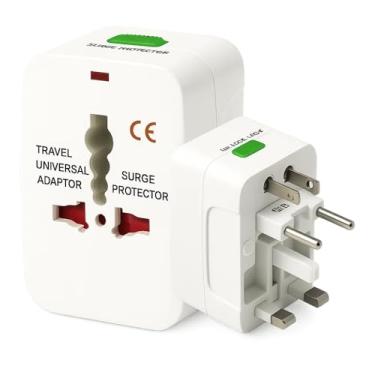 Imagem de Adaptador de Tomada Universal de Viagem Internacional Bivolt Padrão Europa, EUA, UK, Ásia com Pinos, Trava de Segurança Portátil e Ajustável Essencial para Mais de 150 Países