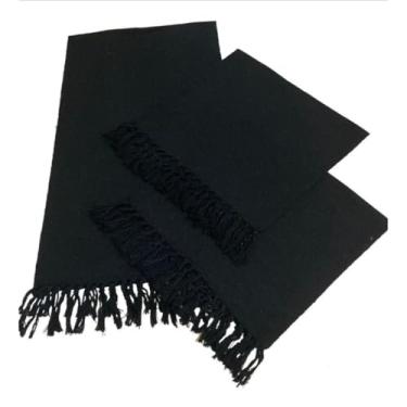 Imagem de Kit Passadeira Tapete Para Cozinha De Tear 3 Peças(Preto Liso)