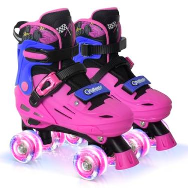 Imagem de Nattork Patins ajustáveis para crianças, meninos, meninas, adolescentes de 6 a 12, 8, 9 e 10 anos, ideia de presente para aniversários, Natal, azul rosado
