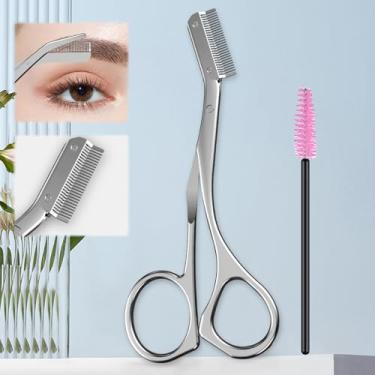 Imagem de Tesoura de aparador de sobrancelha com pente para modelar sobrancelhas, tesouras cortadas, remoção de cabelo, acessórios de beleza, presentes para homens e mulheres