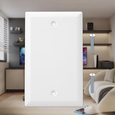 Imagem de 2 peças de placa de parede em branco, acabamento brilhante, tamanho padrão 1 gangue 11,4 cm x 7 cm, policarbonato termoplástico, branco