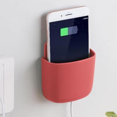 Imagem de Caixa de armazenamento de controle montada na parede para sala de estar ou quarto, caixa pequena para telefone e acessórios, vermelha