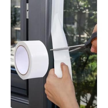 Imagem de Fita adesiva à prova de vento, fita selante à prova d'água de 5 cm x 32,8 m, à prova d'água, bloqueador de rascunho sem resíduos para portas, janelas e uso ao ar livre, branco