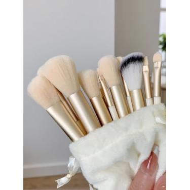 Imagem de Conjunto de 13 pincéis de maquiagem macio e fofo profissional base cosmética em pó sombra kabuki pincel de maquiagem ferramenta de beleza com bolsa esponja de maquiagem presente de beleza para