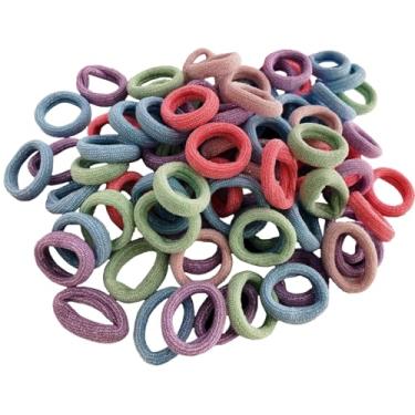 Imagem de MARYLAVENDER Mini laços de cabelo brilhantes pequenos todos os tipos de cabelo sem costura com glitter pôneis elásticos suportes de rabo de cavalo elásticos acessórios de cabelo meninas 100 peças