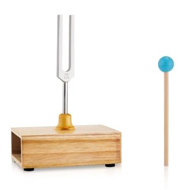 Imagem de Diapasão de 528 Hz, diapasão de liga de alumínio, caixa de ressonância com martelo e caixa de voz de madeira, conjunto de instrumentos sonoros para meditação de ioga