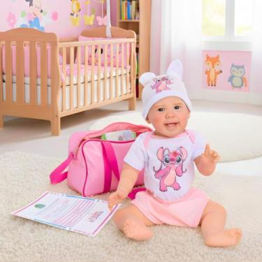 Imagem de Boneca Reborn Bebê Angel Realista Em Silicone Kit Bolsa Maternidade Po