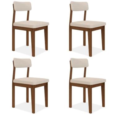 Imagem de Conjunto Com 4 Cadeiras Estofadas Utah Freijó/bouclé Off - M.a Freijó/bouclé Off White