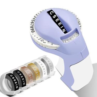 Imagem de cseein Máquina de fazer etiquetas em relevo com fitas, etiquetadora Old School com 6 rolos de etiqueta em relevo 3D - roxo