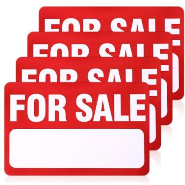 Imagem de Pacote com 4 adesivos de sinalização para venda, decalque de vinil autoadesivo premium de 30,5 cm x 20,32 cm para carros e veículos, placas de venda de imóveis de garagem para uso interno e externo