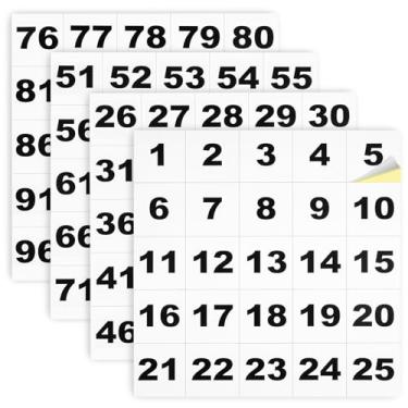 Imagem de Adesivos numéricos 1-100, adesivos de vinil branco com números consecutivos de 3,8 cm, adesivos autoadesivos, decalque quadrado à prova d'água para armazenamento interno e externo, caixas