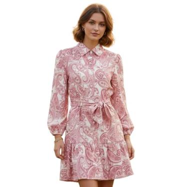 Imagem de DHRUVI TRENDZ Vestidos femininos Slub Rayon Western modelagem regular, rosa, M, Rosa, M