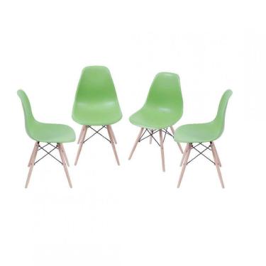 Imagem de Conjunto 4 Cadeiras Eames DKR Base Madeira OR Design Verde