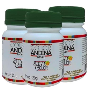 Imagem de Adoçante Stévia Color Andina 20g 100% Natural - 3 potes