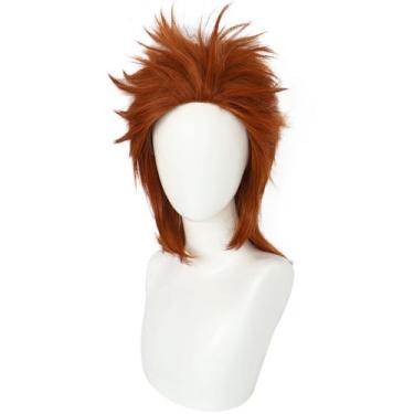 Imagem de Peruca masculina Spiky Punk, marrom avermelhado, cabelo sintético 46 c