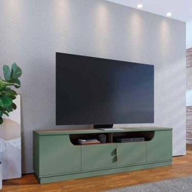 Imagem de Bancada Tv de 75 Polegadas 4 Portas Karol 200cm Verde Pistache/Amêndoa