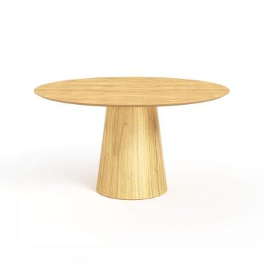 Imagem de Mesa De Jantar Redonda 150cm Scandi 8 Lugares Lamina Natural De Madeira Damasco