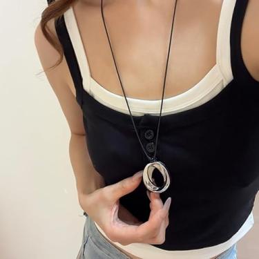 Imagem de Colar Boho feminino de ouro grosso com pingente longo, joia ocidental, estilo caubói chique, gargantilha de couro para shows country, presentes de amizade, Medium, Latão, Sem Pedra Preciosa