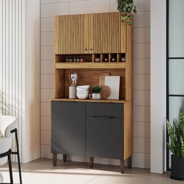 Imagem de Cozinha Compacta 100% Mdf 4 Portas 1 Gaveta e Mini Adega 101,60cm Croá