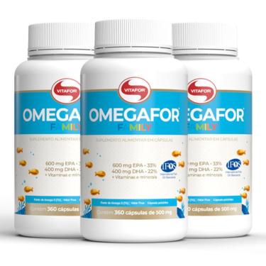 Imagem de Kit 3 Ômegafor Family Ômega 3 Vitafor 360 Cápsulas