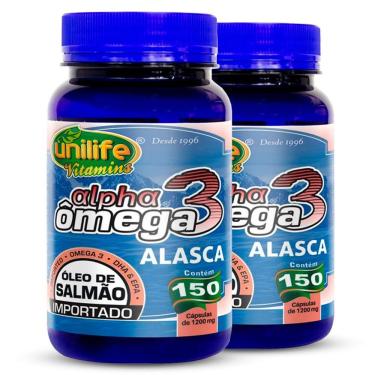 Imagem de Kit 2 ômega 3 Alpha óleo De Salmão 1200mg 150 Cápsulas Unilife