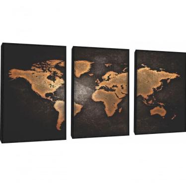 Imagem de Quadro Decorativo Mapa Mundi Com Moldura Preto