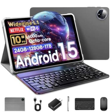 Imagem de Raemond Tablet Android 15 de 10 polegadas com 24 GB de RAM + ROM de 128 GB (expansão de 1 TB), T615 Octa-Core, tela sensível ao toque 1280 x 800 IPS HD, câmera dupla de 5 MP + 8 MP, 6000 mAh, tablet