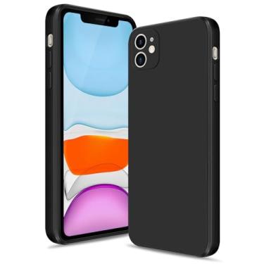 Imagem de Btstring Capa para iPhone 11, capa de silicone macio com proteção de câmera atualizada, capa fina à prova de choque com forro de microfibra antiarranhões, preta