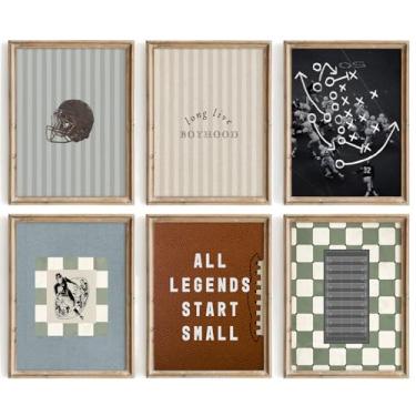 Imagem de Arte de parede de berçário de futebol vintage, decoração de parede em tela esportiva, vintage, imagens de futebol, pôsteres esportivos para meninos, pintura de arte para quarto de crianças, 20 x 25 cm