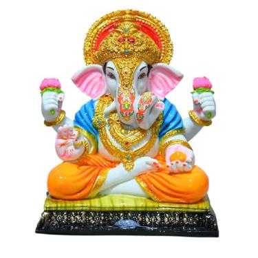 Imagem de Sigaram 12 polegadas Multi-Color Marble Lord Ganesha Vinayaka Vignesha Ídolo para decoração de casa estátua estatueta Murti Showpiece K4776