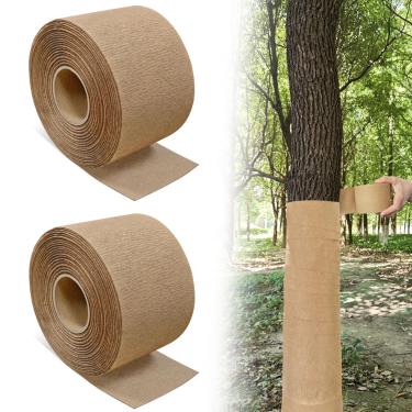 Imagem de Gainspra 2 rolos de 3 m para tronco de árvore: protetor de papel natural para casca demagada, capa respirável e hidratante para plantas e mudas, bandagem para árvores frutíferas que se mantêm