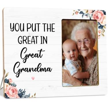 Imagem de LUERHUI Porta-retrato Great Grandma Baby Announcement Gifts para avó, You Put the Great in Great Grandma Molduras de madeira