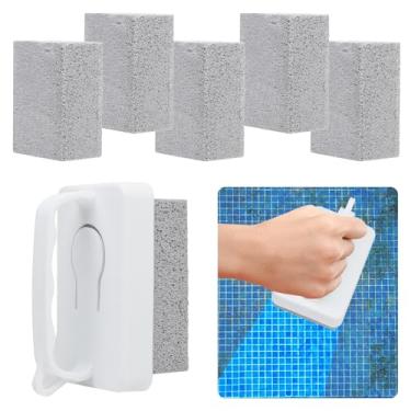 Imagem de Taopk Ensk Pacote com 6 pedra-pomes para limpeza de esfregão portátil para piscina, spa, argamassa de azulejo, bloco de limpeza de concreto com alça.