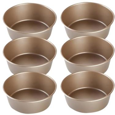 Imagem de LUMINFLY Pacote com 6 moldes e anéis antiaderentes dourados para hambúrguer, mini cachorro-quente e cheesecake, prensa de grelha de aço inoxidável