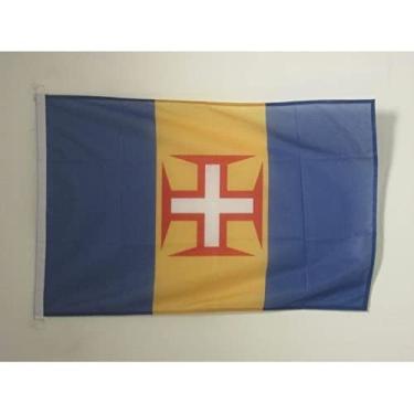 Imagem de Bandeira da Madeira 2' x 3' para exterior - Portugal - Bandeiras Maderianas 90 x 60 cm - Faixa 2 x 0,9 m Poliéster tricotado com anéis - AZ FLAG