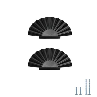 Imagem de Evionlin 2 peças de puxadores de armário de semicírculo preto ondulado cozinha liga de zinco puxador de porta acessórios de gabinete, 8 cm