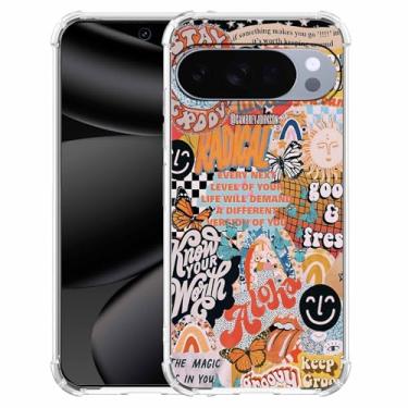 Imagem de Nsyosio Capa de colagem de palavras estéticas para Google Pixel 10/10 Pro, padrão de citações positivas, capa protetora de TPU macio na moda, px10