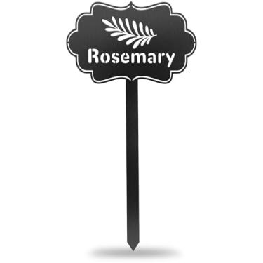 Imagem de CUTHOLLOW Marcador de plantas de metal, alecrim para uso externo, interior, impermeável, 30 cm, etiquetas fofas para plantas de jardim, para vegetais, decoração de estufa de fazenda, presentes