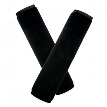 Imagem de KMJILS Pacote com 2 almofadas de ombro para cinto de segurança de pelúcia - Capas de cinto de segurança de carro macias universais para conforto e proteção, alça ajustável, preta (para homens e